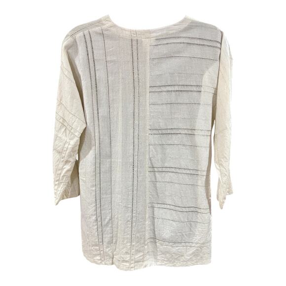 M Square By Neetu Malik Striped Metallic Top Size 2 100% Cotton V-neck Blouse - Picture 3 of 6